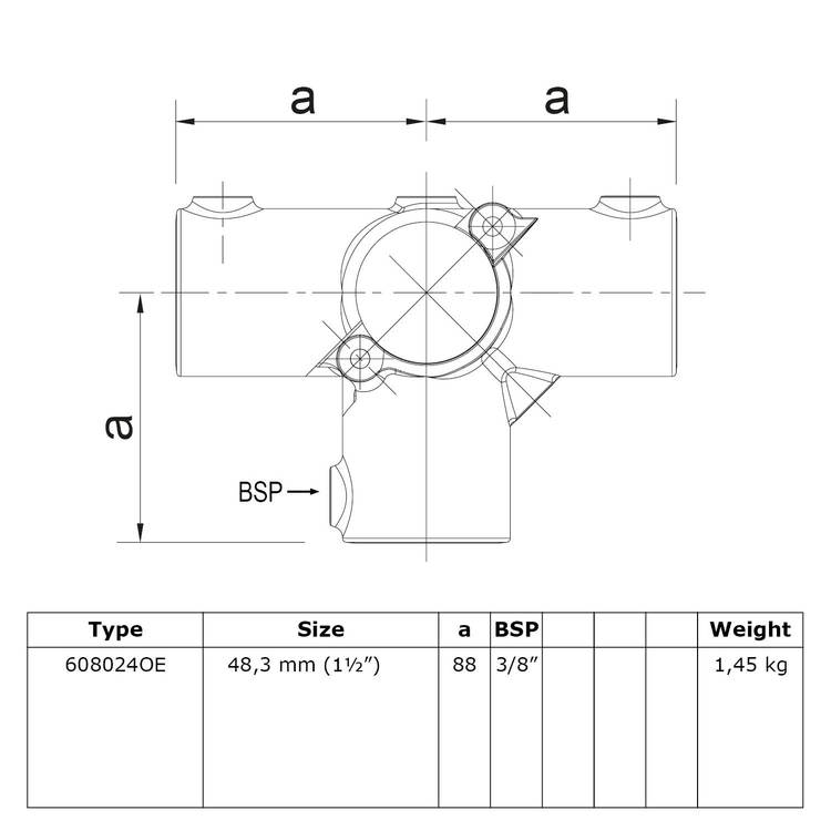 Doos Open klapbaar T-Stuk met zij-uitgang-E / 48,3 mm (18 stuks)